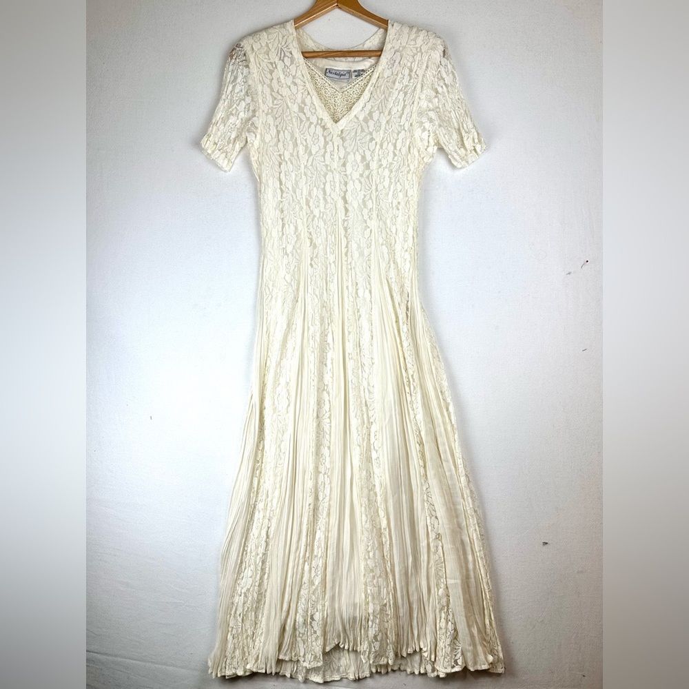 Vintage Nostalgia Lace Pieced Dress Romantic Cottagecore Fairy Y2K